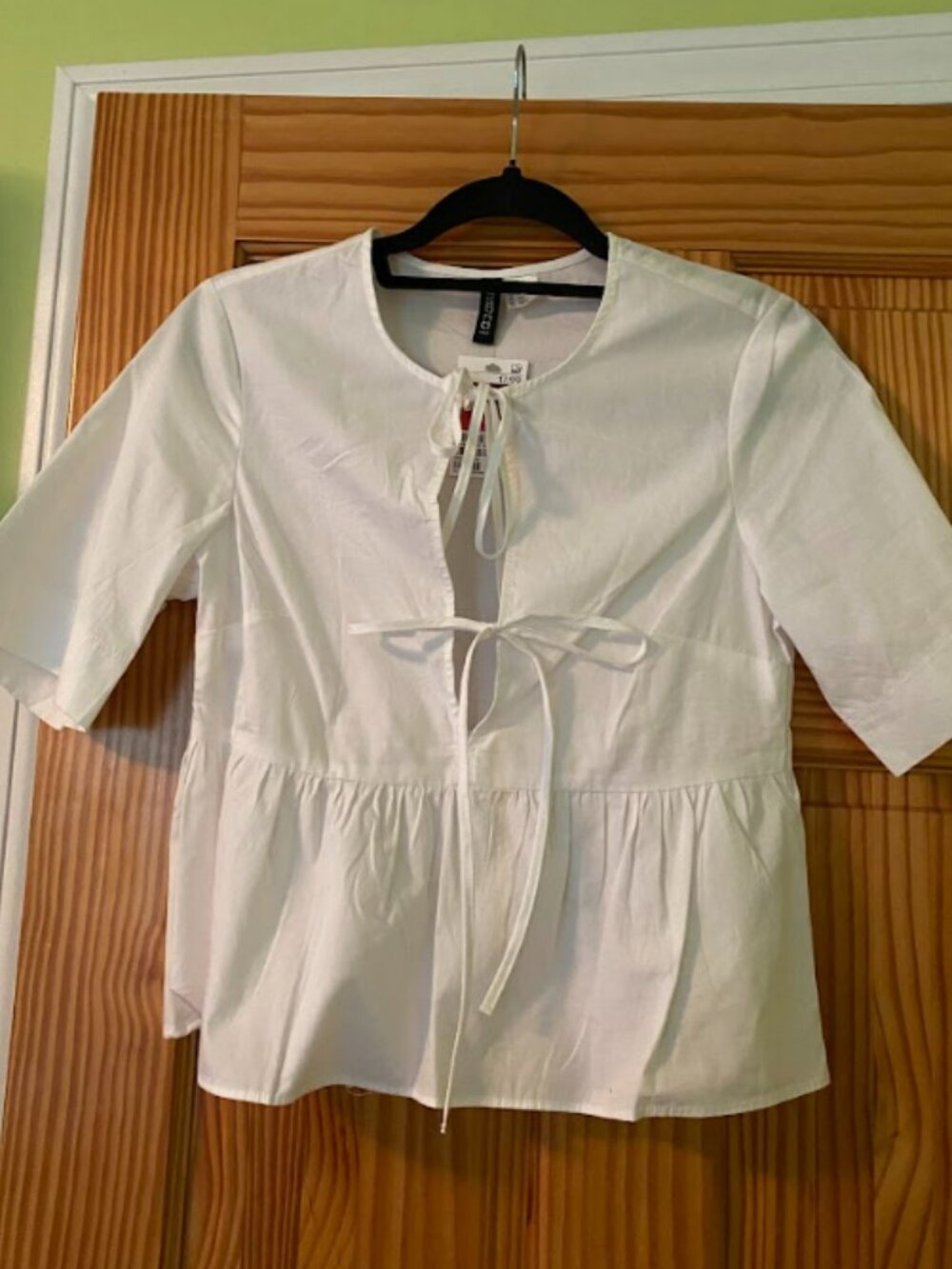 H&M white front-tie blouse